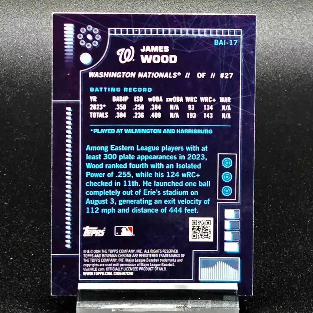 James Wood Bowman Chrome AI Refractor Dingers RC Nationals Top Prospect